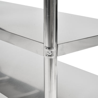 3-Tier Stainless Steel Prep Table with Smooth Castors and Adjustable Feet
