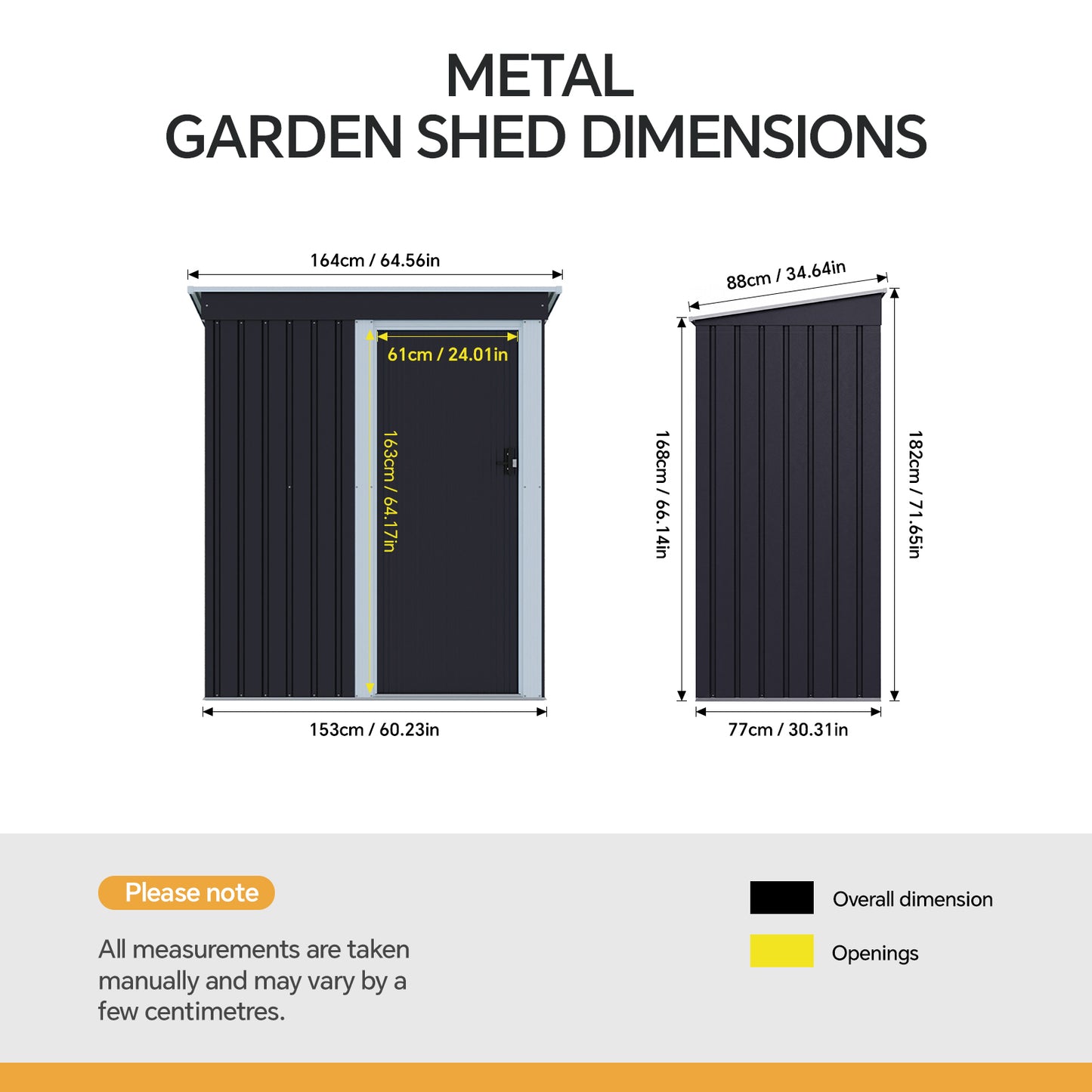 3 x 5FT Outdoor Metal Storage Shed with Lockable Door