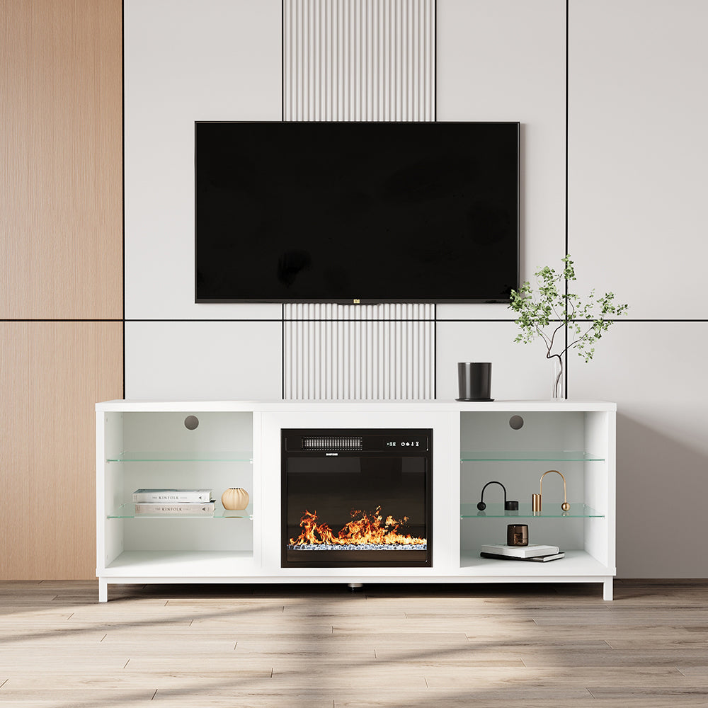 Freestanding TV Stand Entertainment Center with 18 Fireplace