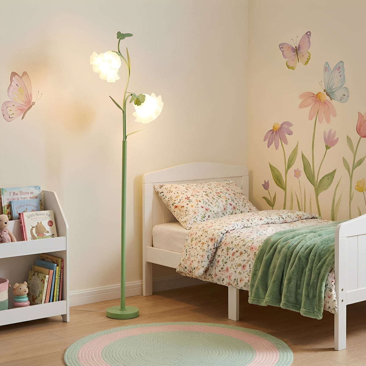 2-Light Flower Floor Lamp with Foot Switch