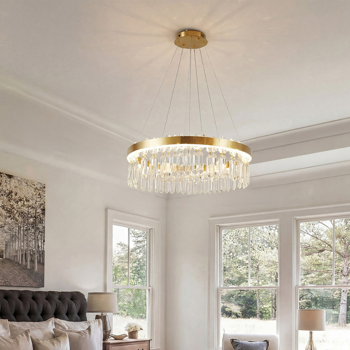 Luxurious Crystal Pendant Light Chandelier with Remote Control