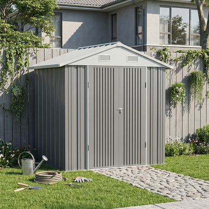 6x8FT Metal Garden Storage Shed with Lockable Door
