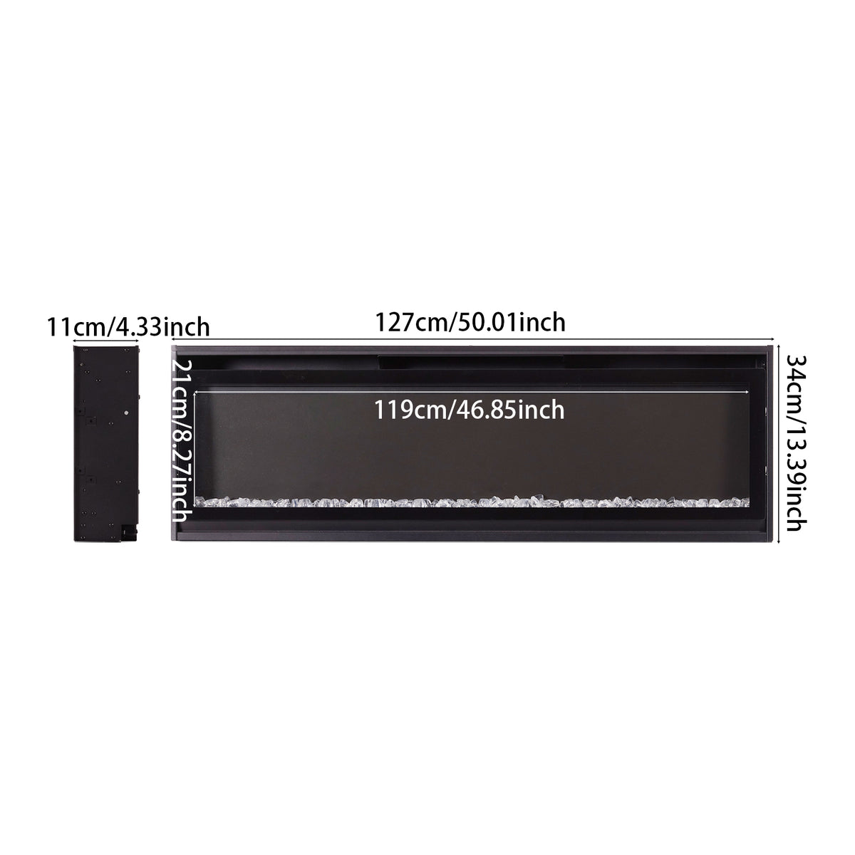 40/50/60-inch Wall Mounted Electric Fireplace with Remote Control