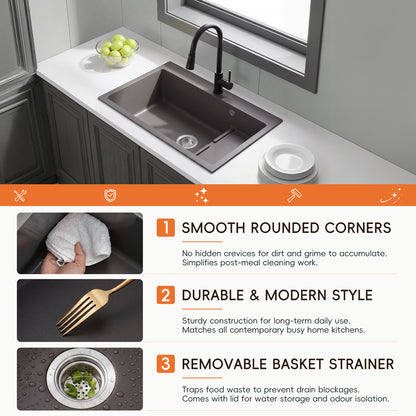 Modern Quartz Resin Composite Kitchen Sink with Waste Kit