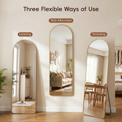 Modern Arched Metal Floor Mirror