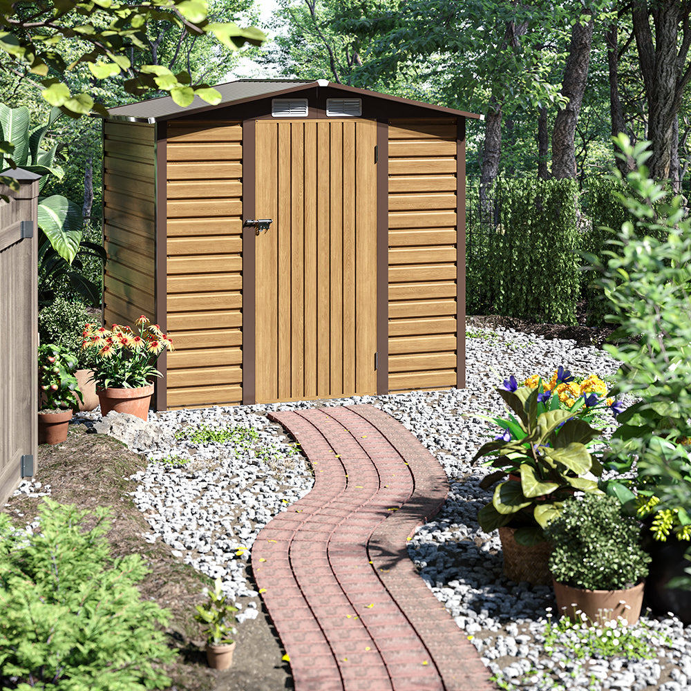 Outdoor Galvanized Steel Tawny Storage Shed