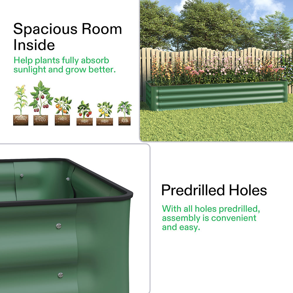 Green Galvanized Steel Raised Garden Bed