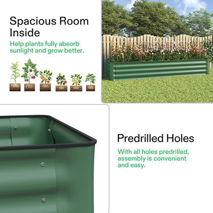 Green Galvanized Steel Raised Garden Bed