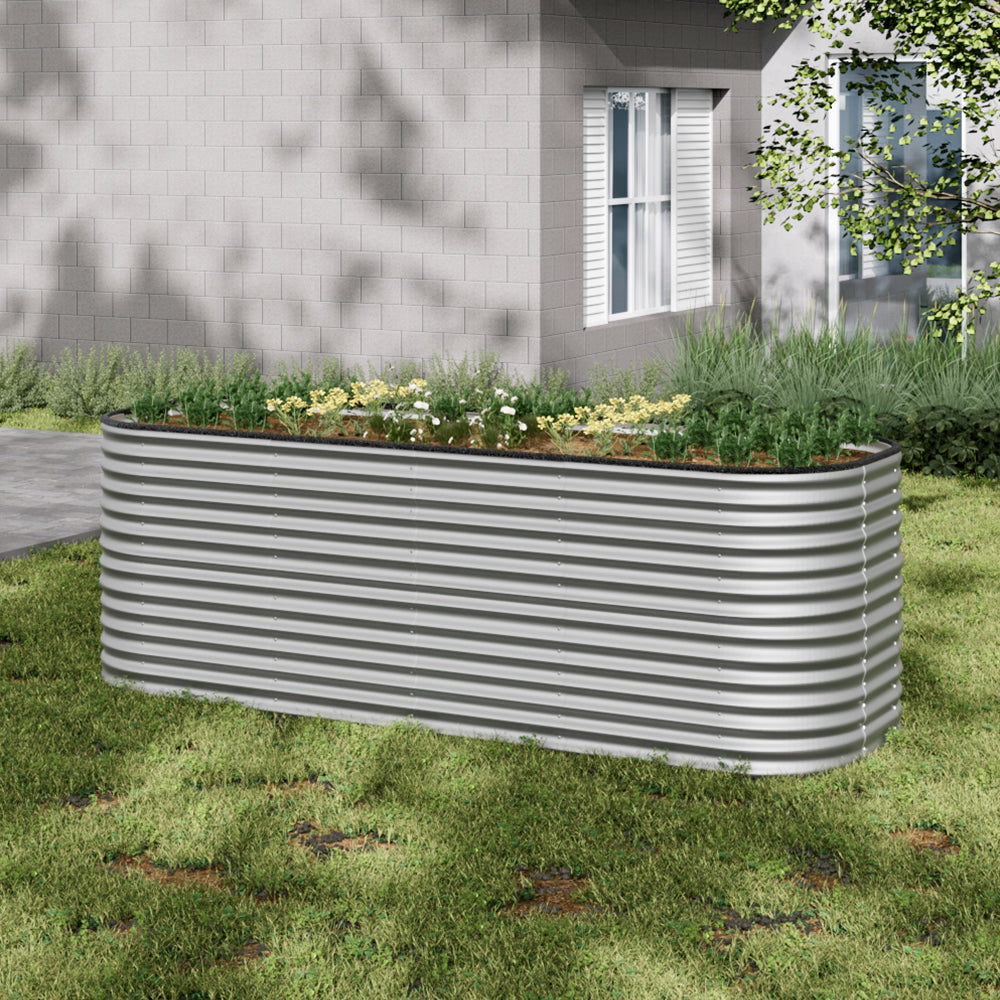 80CM Height Silver Galvanized Steel Raised Garden Bed