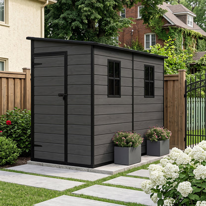 4 x 8 ft Plastic Garden Storage Shed with Pent Roof & Single Door