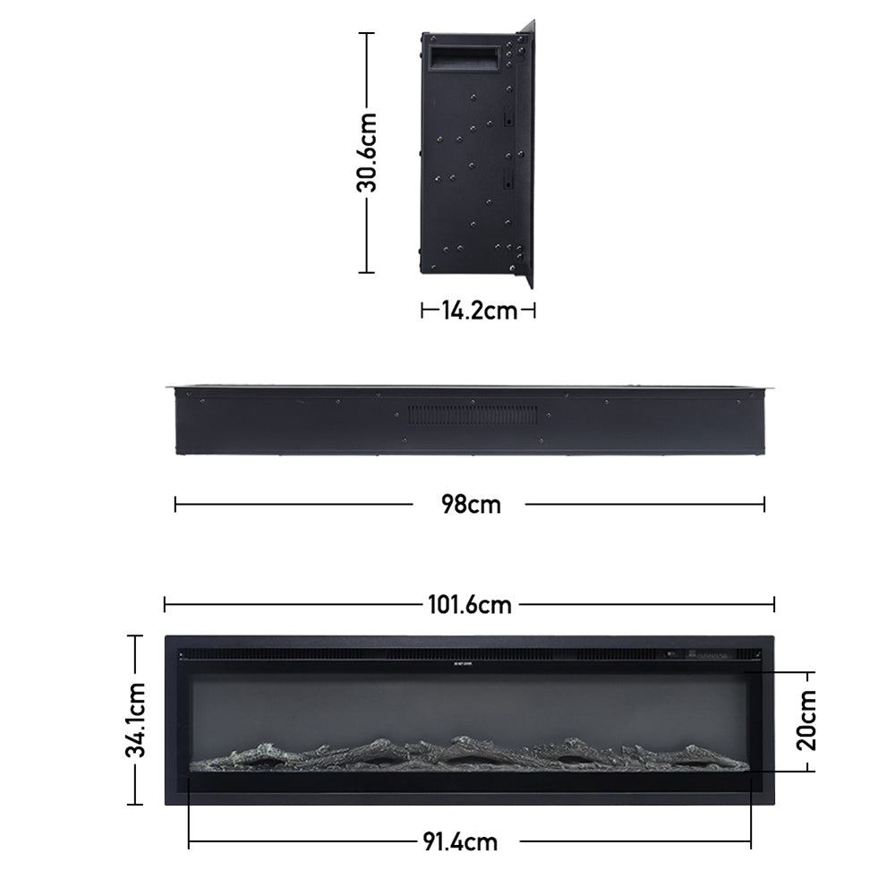 40 Inch Electric Fireplace with Remote 12 Flame Colours 1500W
