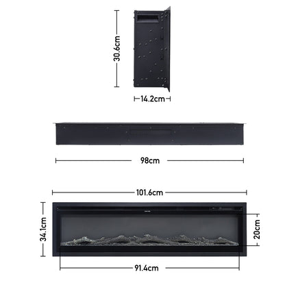 40 Inch Electric Fireplace with Remote 12 Flame Colours 1500W