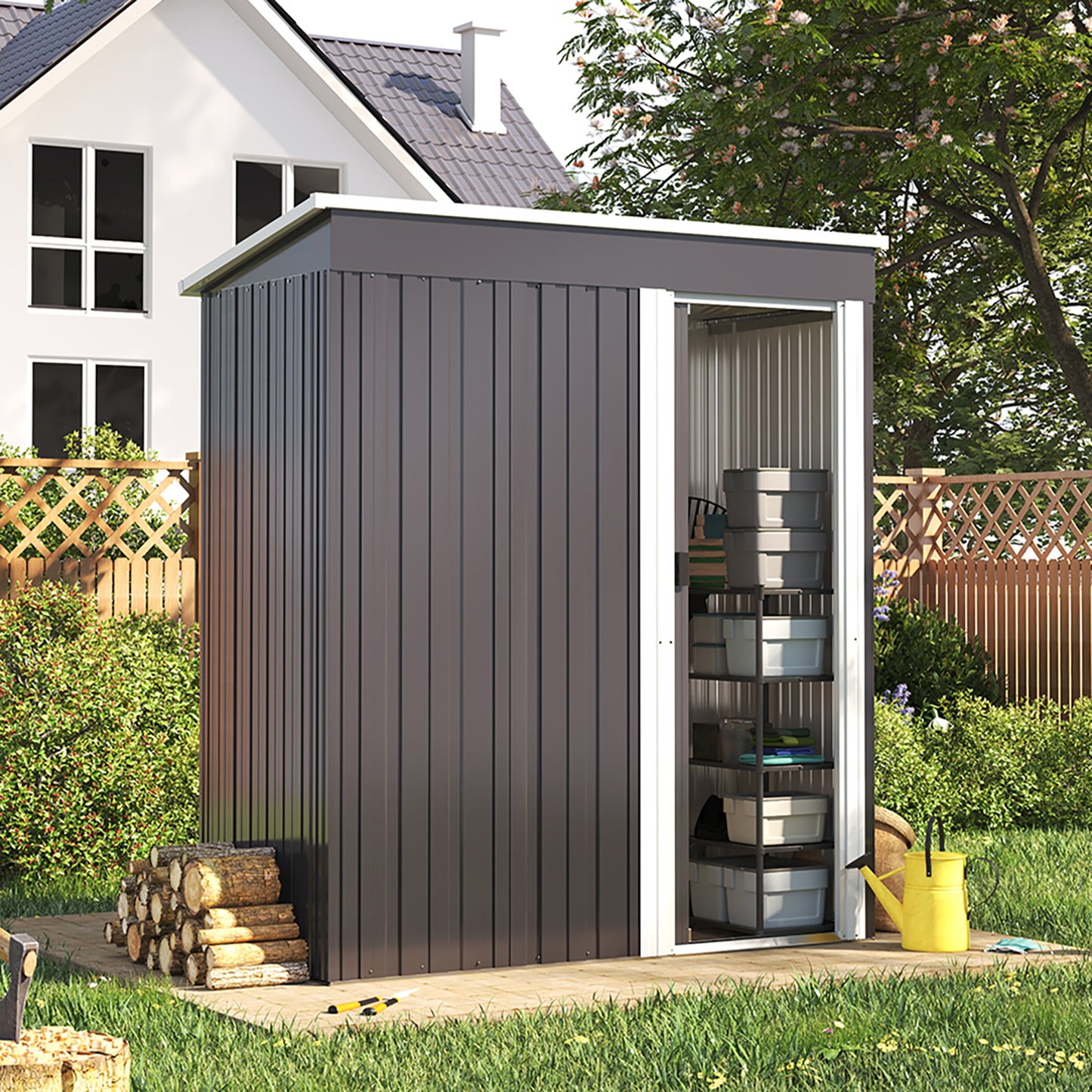 3 x 5FT Outdoor Metal Storage Shed with Lockable Door