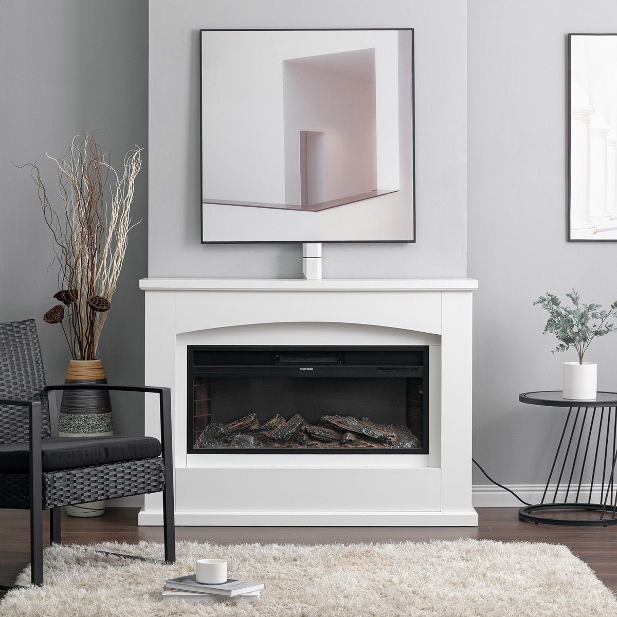 120cm W Electric Fireplace Mantel with 7 Multi-Color Flames