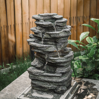 Garden Water Feature Outdoor LED Waterfall Electric Fountain Rockery Decor