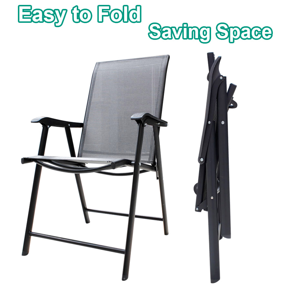 Metallic-Frame and Fabric Foldable Chairs Set of 2
