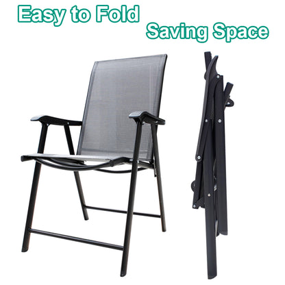 Metallic-Frame and Fabric Foldable Chairs Set of 2