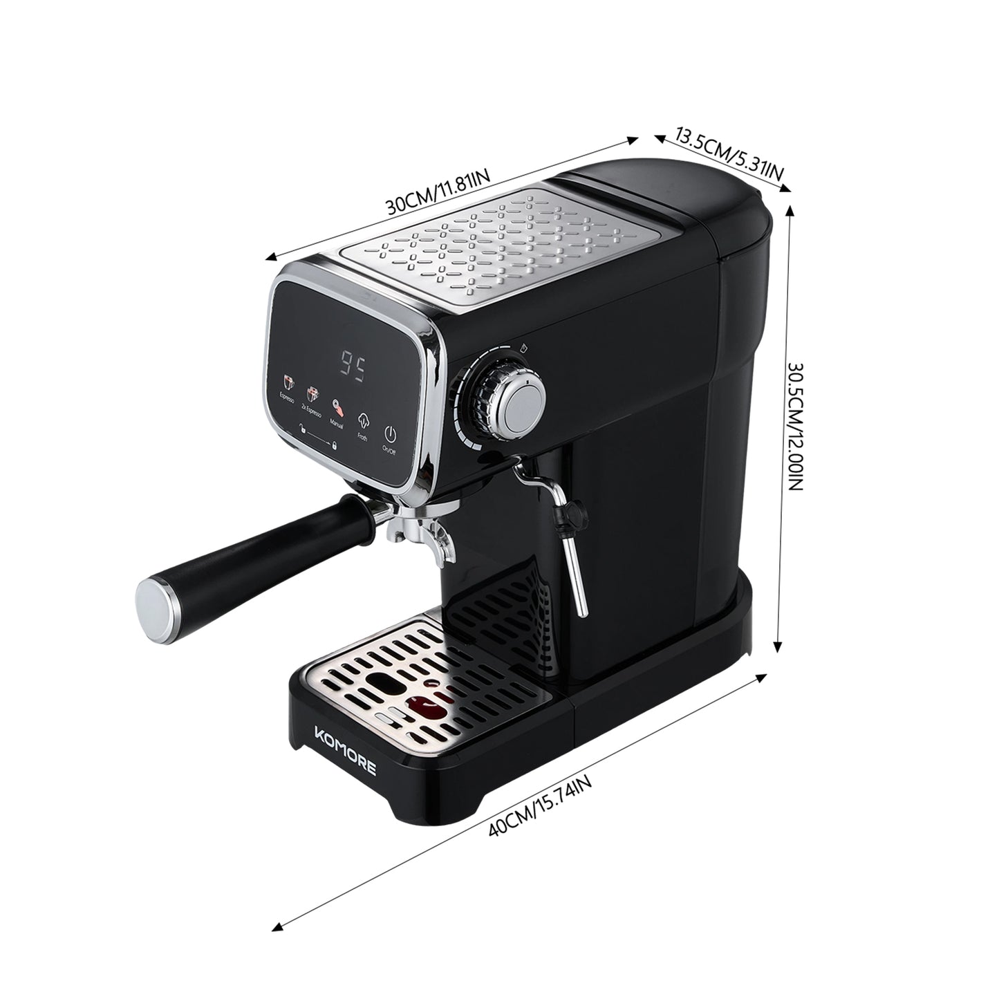 20 Bar Touch Control Espresso Machine Coffee Maker with Steam Wand
