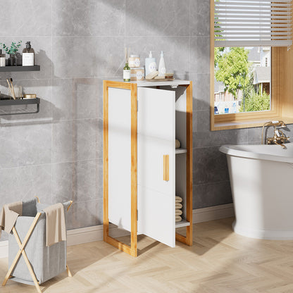Single-door Freestanding Bamboo Frame MDF Bathroom Cabinet