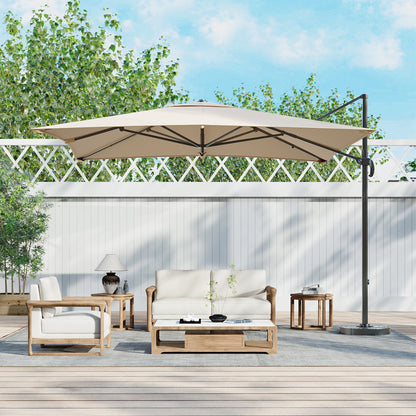 Taupe Square Outdoor Cantilever Parasol Umbrella