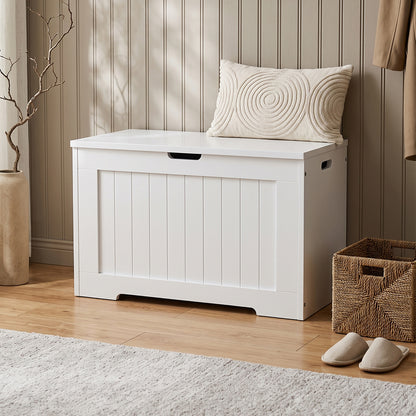 White Wooden Storage Chest Organiser Box