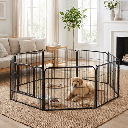 8-Panel Metal Pet Playpen with Gate