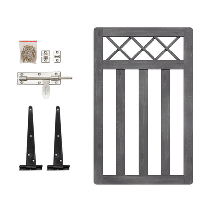 2.5 x 4 ft Outdoor Cross Top Wooden Garden Gate Pedestrian Fence Yard Door