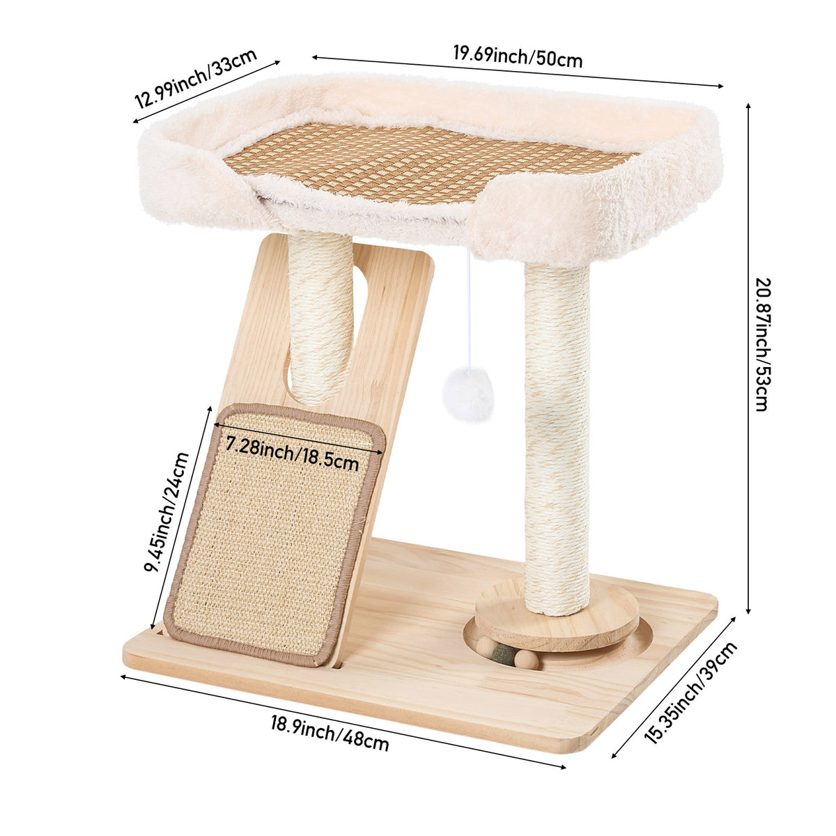 Cat Tree with Scratching Posts and Toy