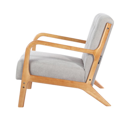Solid Wooden Frame Upholstered Tufted Armchair