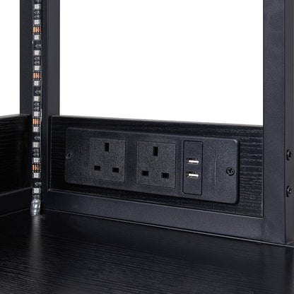 Industrial Tall Corner Bar Cabinet with Power Socket & LED Lighting