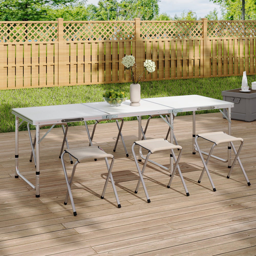 Folding Picnic Table Set with 6 Stools