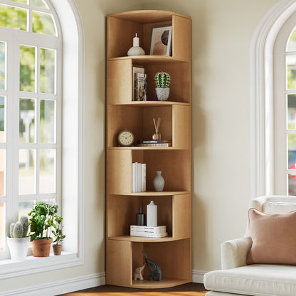 6-Tier Wooden Corner Storage Shelf