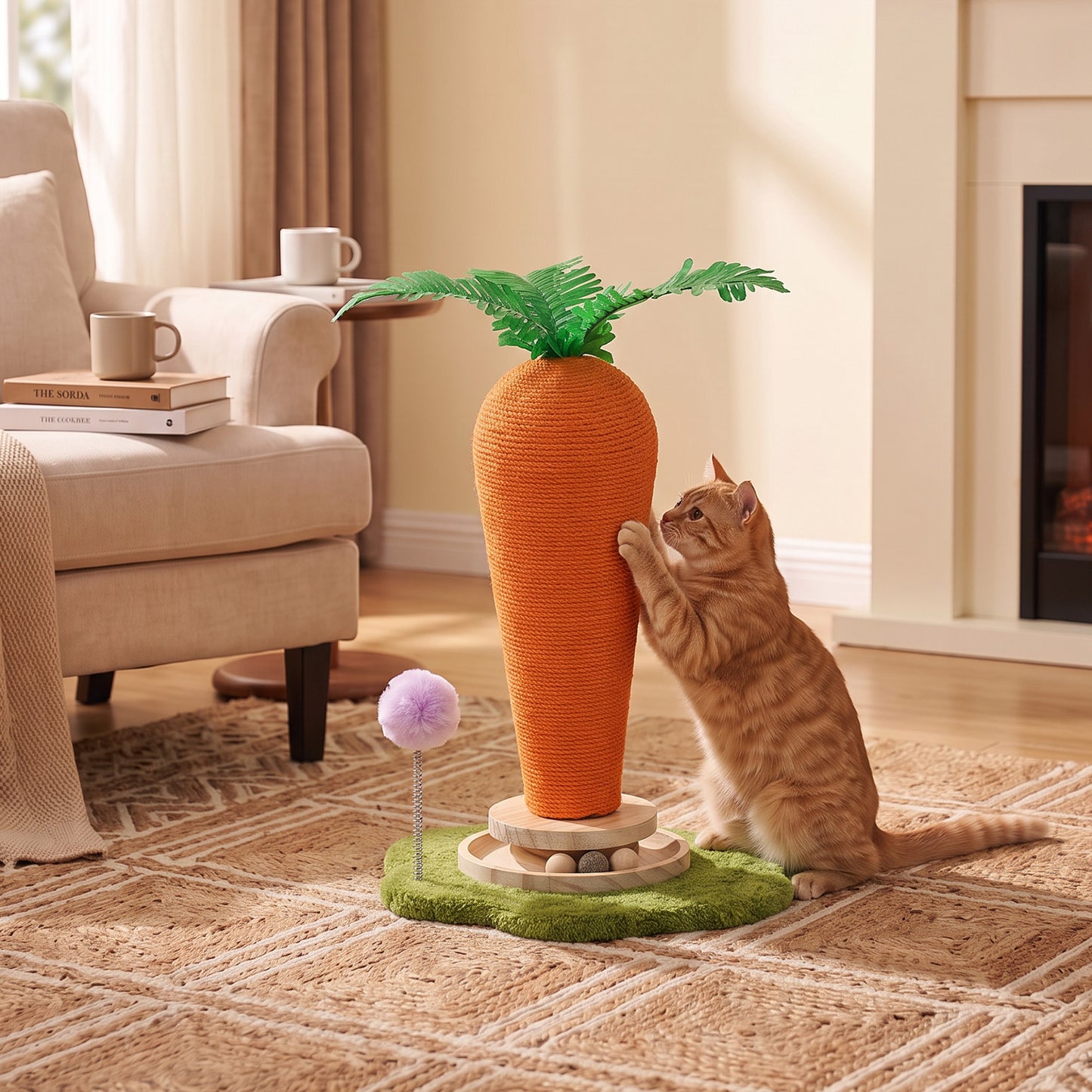 Carrot Cat Scratching Post with Turntable Toy