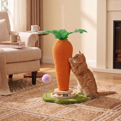 Carrot Cat Scratching Post with Turntable Toy
