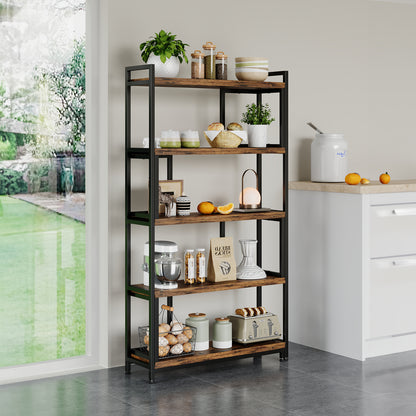 Industrial Open Bookshelf Display Rack for Living Room