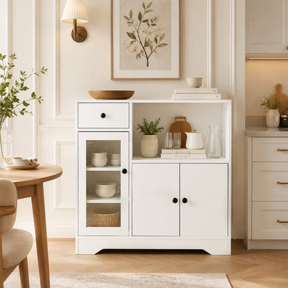 Wooden Sideboard Storage Cabinet with 3 Doors and 1 Drawer