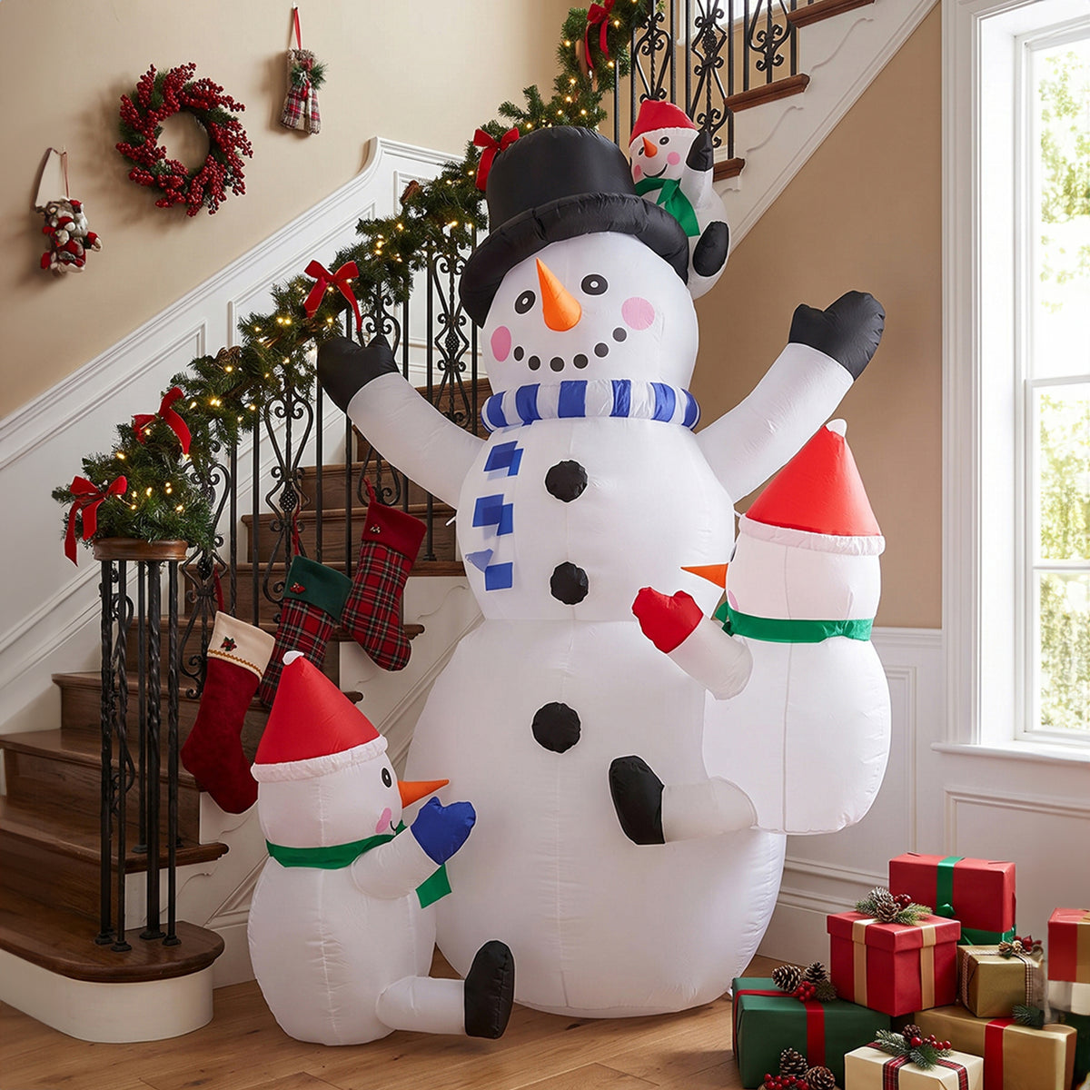 2.1m Christmas Inflatable Snowman Family with LED Lights