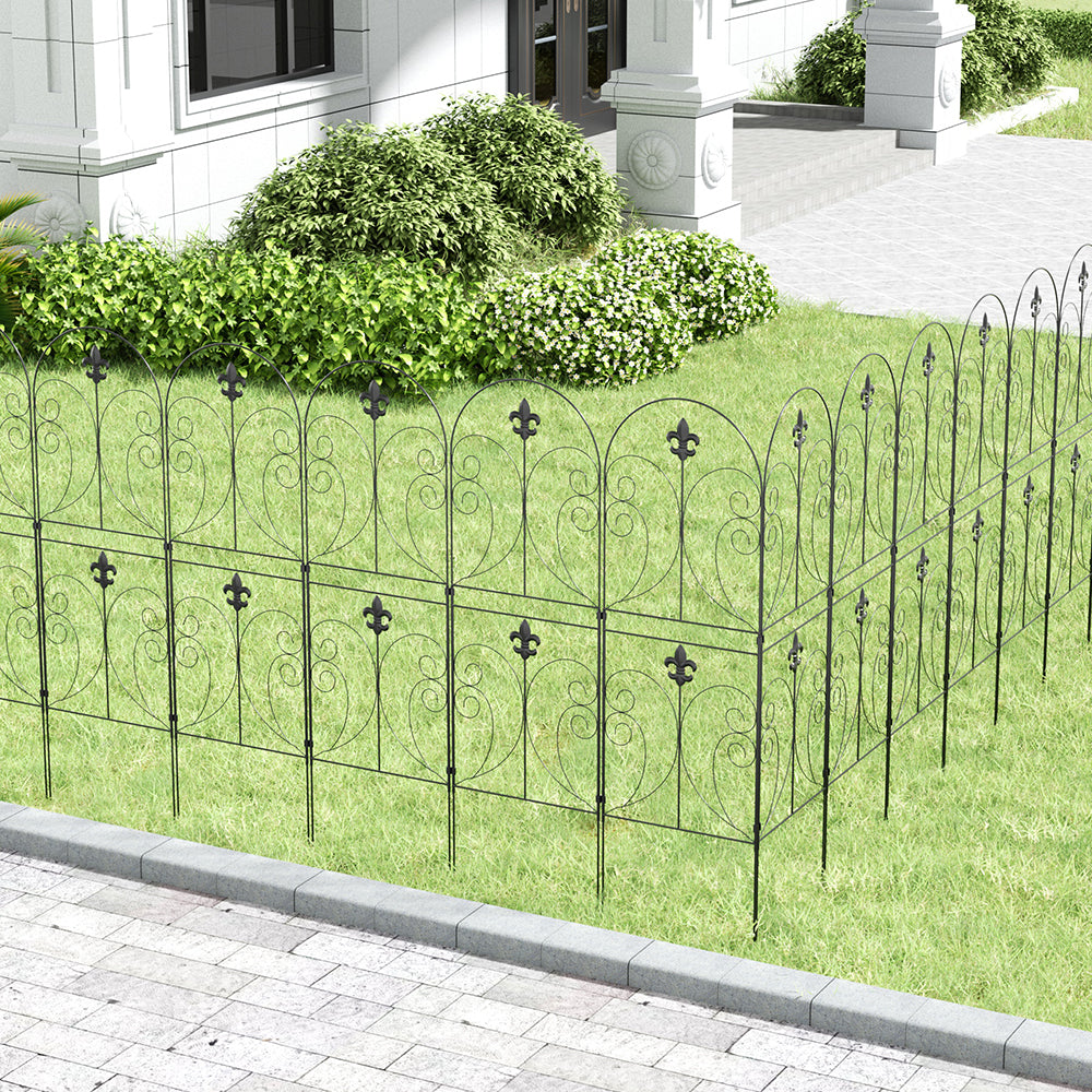 10-Panel Metal Arched Garden Fence Yard Borders Decor Set