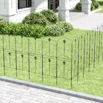 10-Panel Metal Arched Garden Fence Yard Borders Decor Set