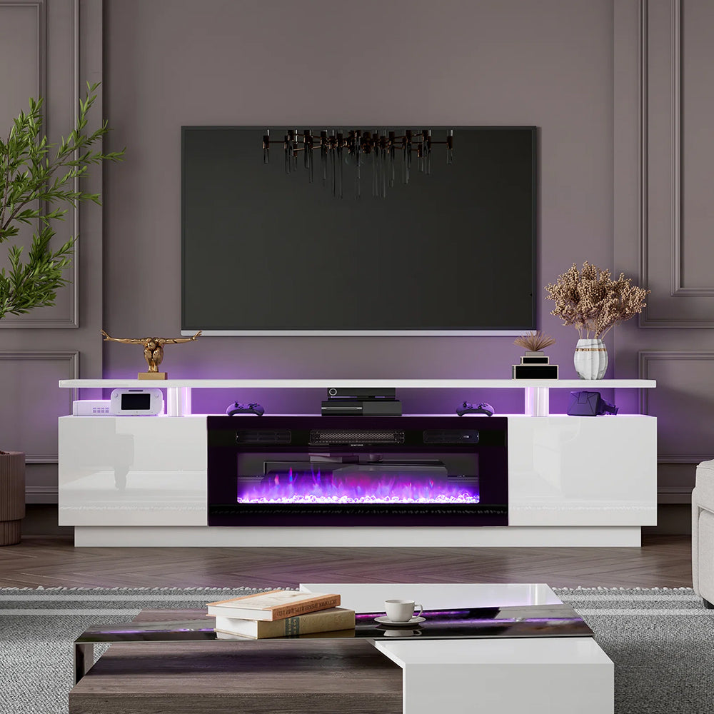 Recessed Electric Fireplace TV Stand with Remote Control
