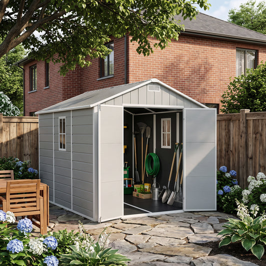 8x10FT Plastic Garden Storage Shed with Lockable Door