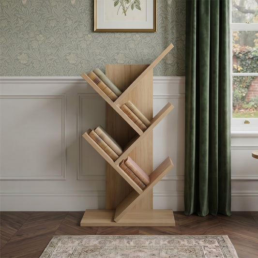 Rustic Standing Tree Bookshelf Wood Display Rack