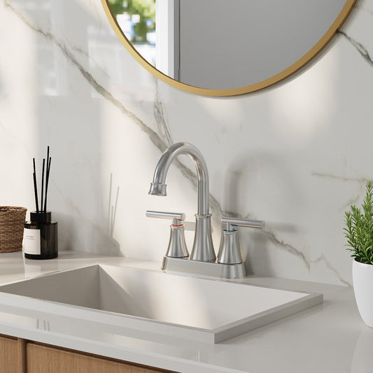 Double Handle Bathroom Sink Faucet with Drainer