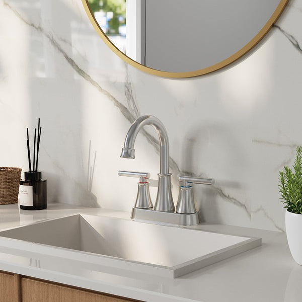 Double Handle Bathroom Sink Faucet with Drainer