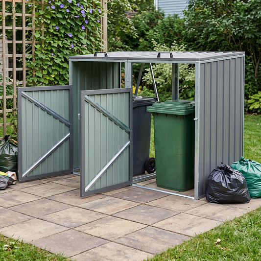 5x4 FT Metal Double Bin Storage Shed
