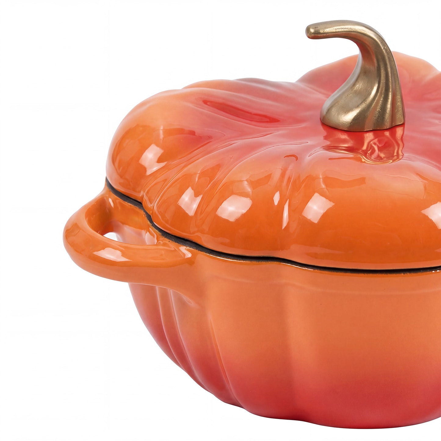 Enamelled Cast Iron Pumpkin Dutch Oven with Lid and Handles