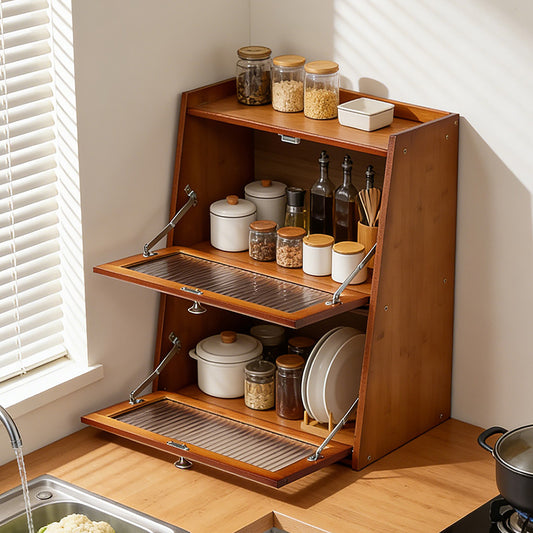 Bamboo Bread Storage Cabinet for Kitchen Counter