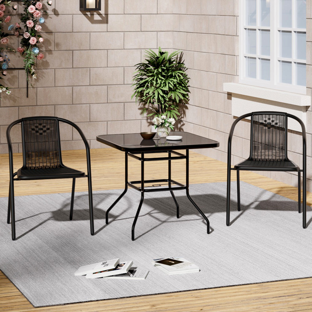 2/4Pcs Garden Dining Chairs with Square Table