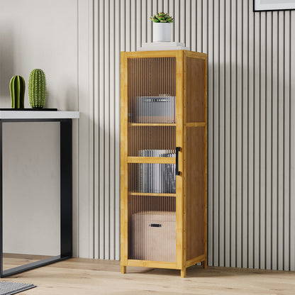 3-Tier Narrow Bookcase Storage Cabinet with Acrylic Door