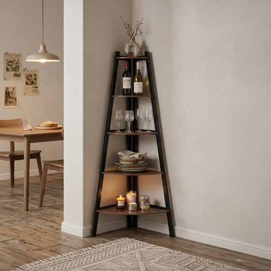 5-Tier Vintage Ladder Corner Shelf